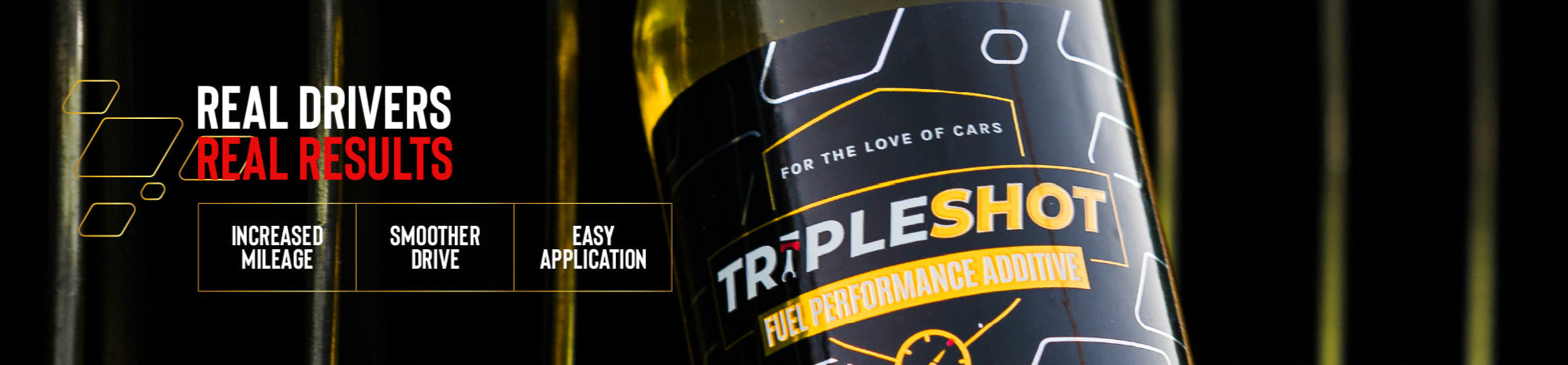 Triple Shot product with branding and text on a dark background