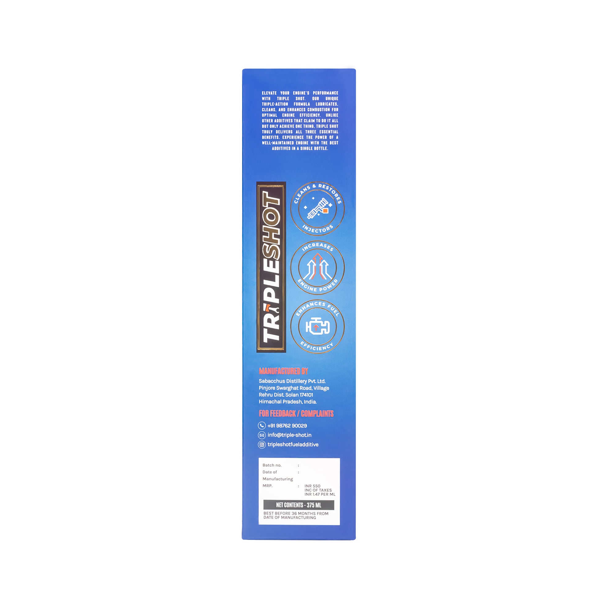 Showing Tripleshot Fuel Additives Box Sides