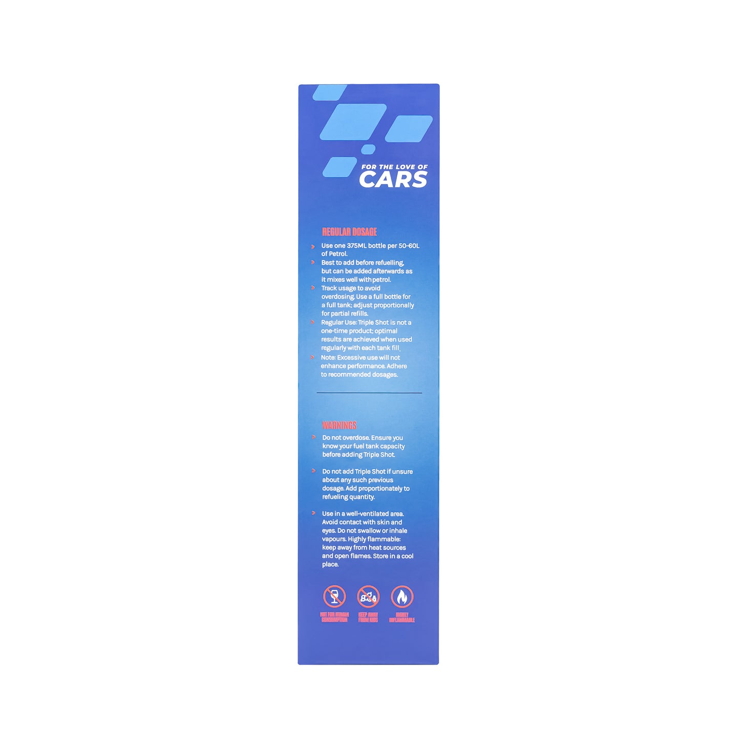 Showing Tripleshot fuel additive box side