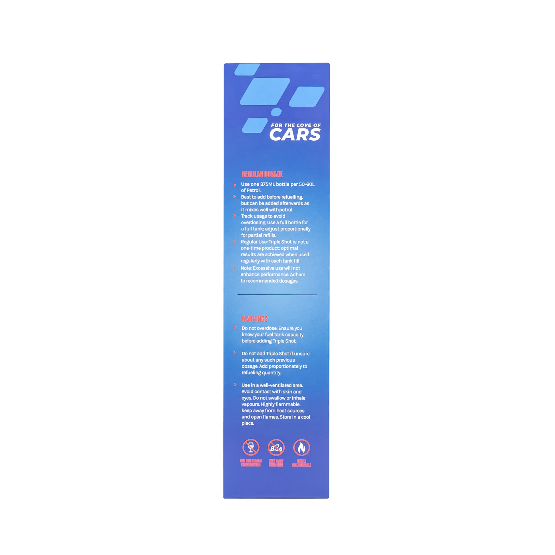 Showing Tripleshot fuel additive box side